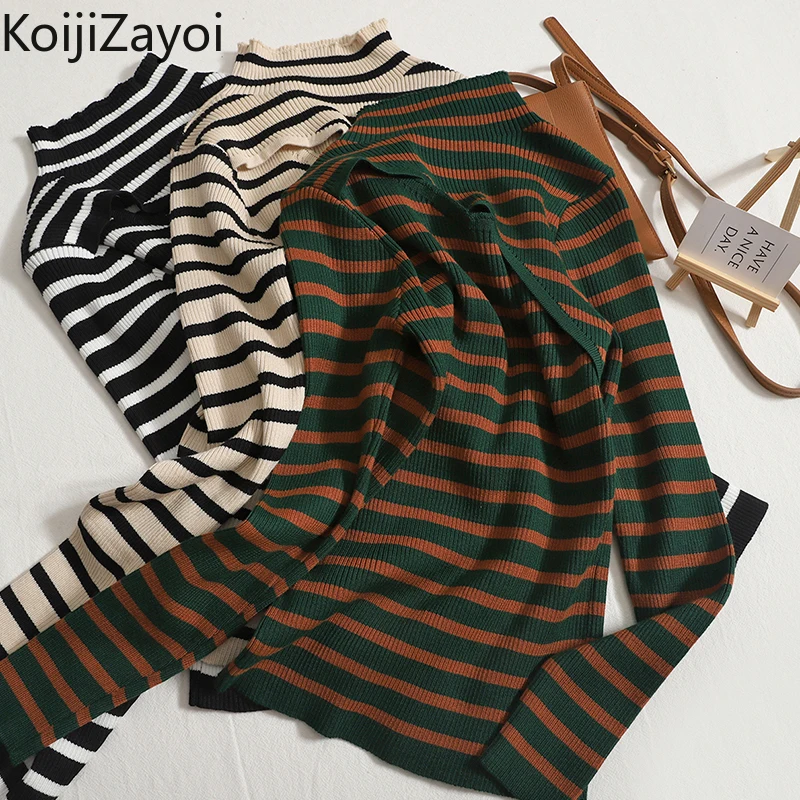 

Женский трикотажный свитер в полоску, с длинным рукавом