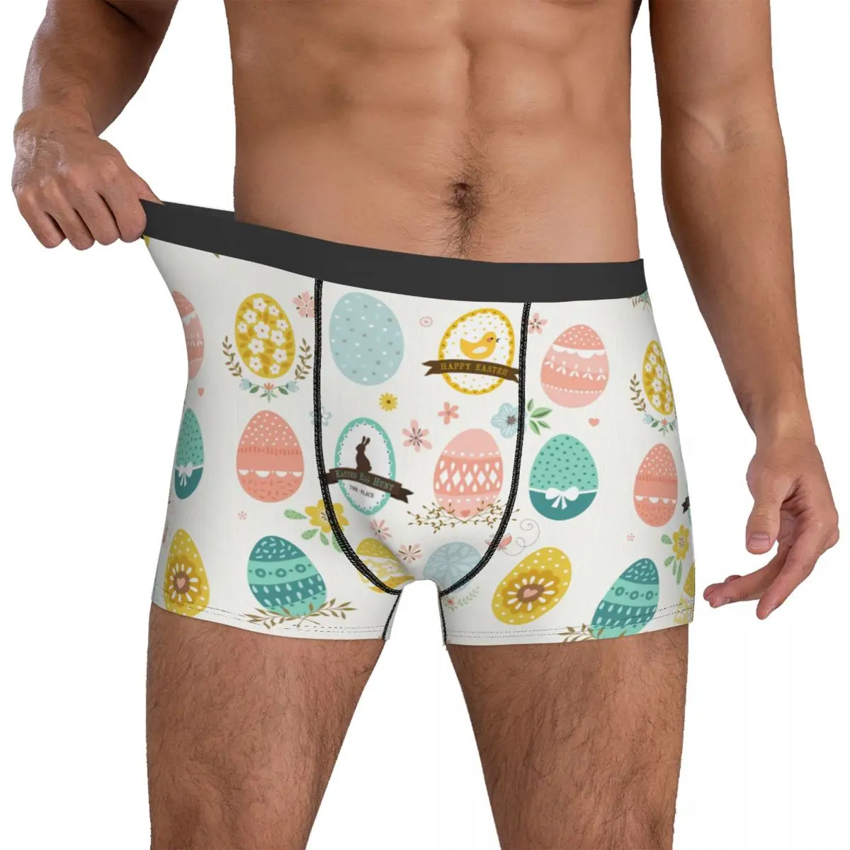 

Easter Egg Hunt Underwear Hunter Rabbit Spring Pouch Trenky Trunk Print Boxer Brief Comfortable Men's Panties Big Size 2XL