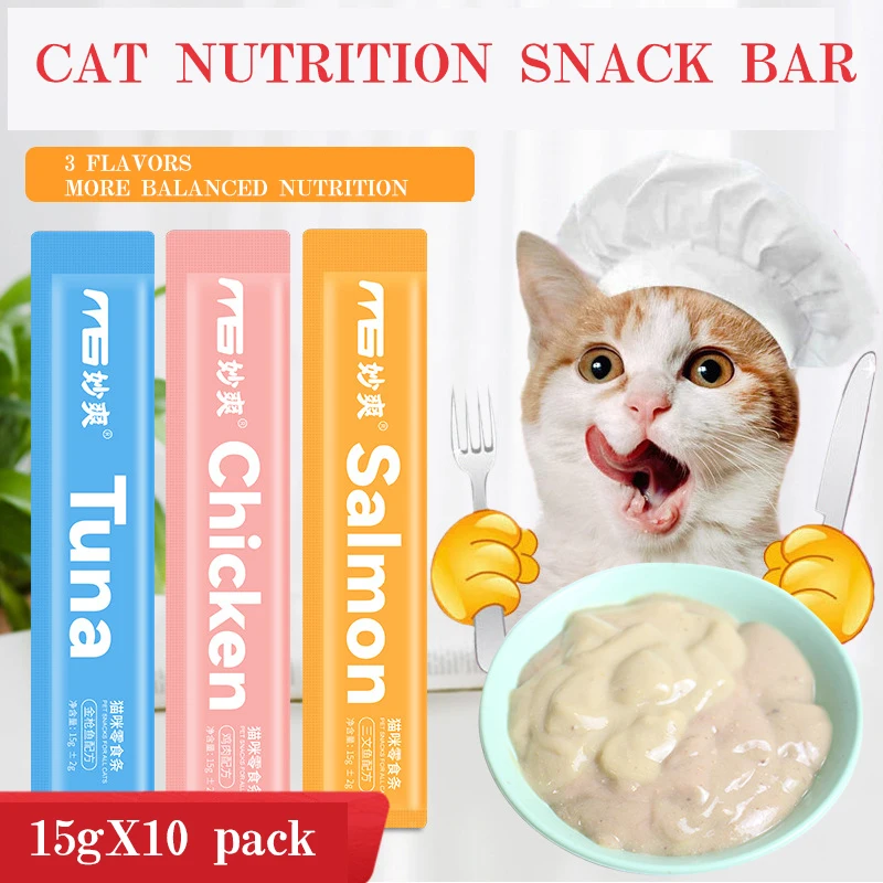 

Cat Snacks 15g/catch 10 packs liquid cat wet food chicken tuna salmon cat treats