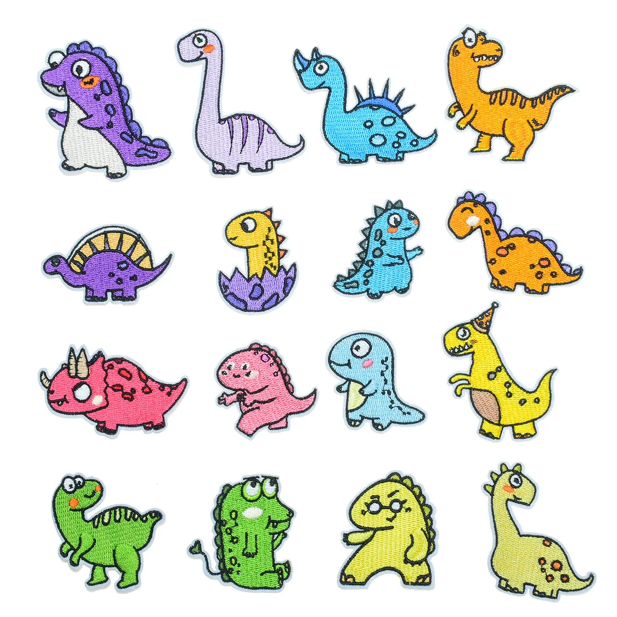 

16Pcs Cartoon cute Dinosaur Ironing Embroidered Patches For on Hat Jeans Sticker Sew-on DIY child Clothes Iron on Patch Applique