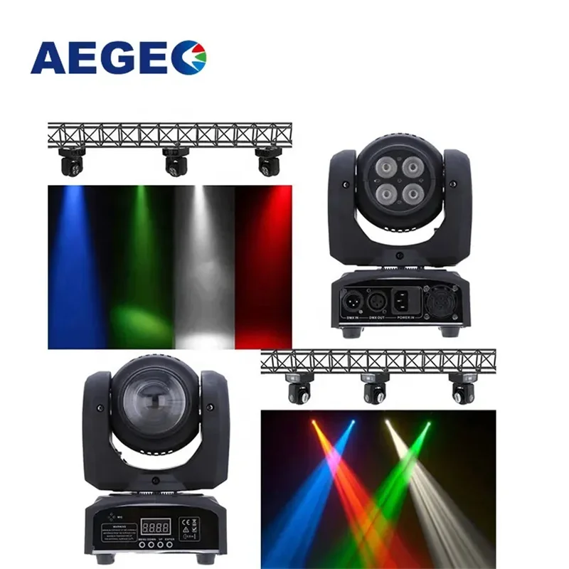 

RGBW 4 in 1 Mini 4 X 12W LED Wash + 12W LED Beam Moving Head DMX Channels Disco Stage Light For DJ Wedding Party Events Bar Club