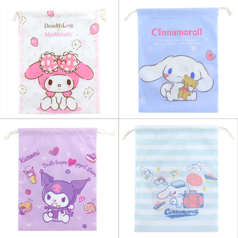 

Sanrio Kuromi Drawstring Storage Bag Anime Cute Cartoon Pochacco Print Waterproof Portable Folding Bag Drawstring Bag Gift