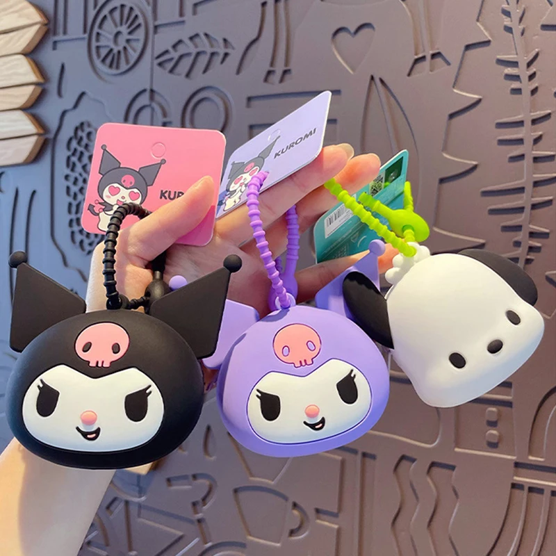 

Sanrio Kawaii Silicone Zero Wallet Keychain Women's Earphone Bag Pendant Hello Kitty Kuromi Cute Cartoon Pendant For Children