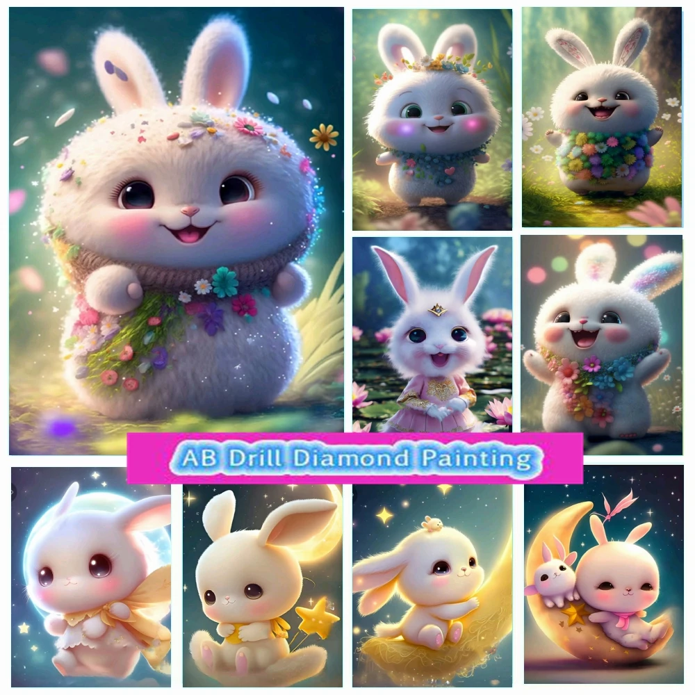 

Новое поступление мультяшный милый кролик 5d AB алмазная живопись луна кролик животное вышивка крестиком искусство «сделай сам» Домашний Декор детские подарки