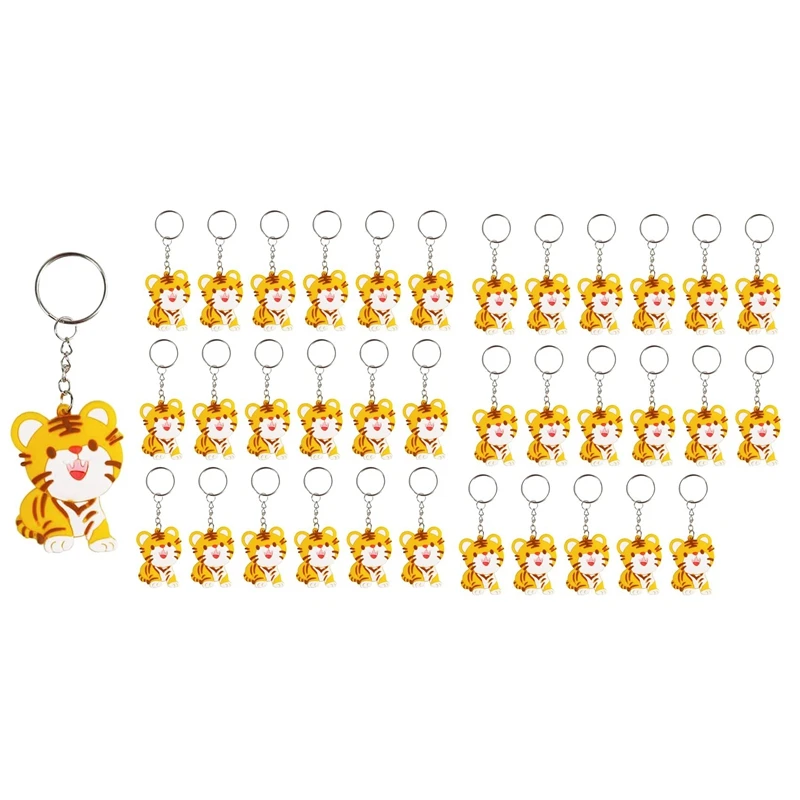 

30Pcs 2022 Tiger Year Cartoon Tiger Keychains Keyring Chinese New Year Themed Party Tiger Pendant for Keys Bags Ornament