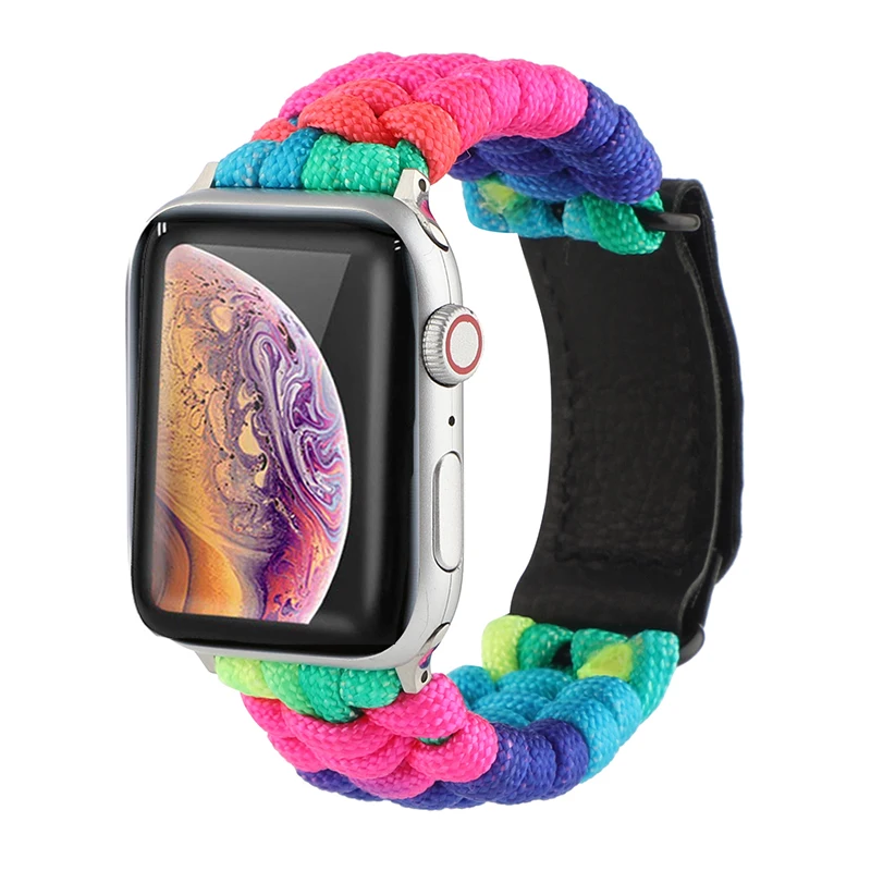 Outdoors Survival Rope Strap for Apple Watch 44mm 40mm 42mm 38mm Bracelet for Iwatch 5 6 SE 4 3 magnetic loop Sport Braided Band