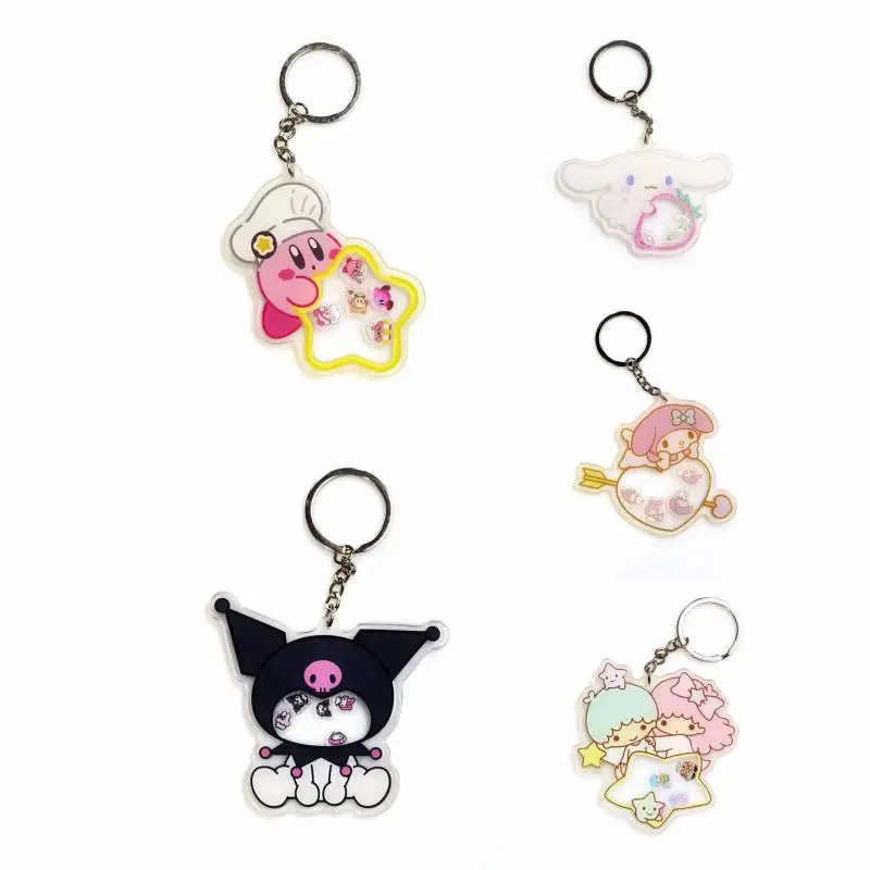

Милые аксессуары Sanrios Cinnamoroll Kuromi Mymelody маленькие двойные звезды Kirby мультяшный милый брелок Подвеска для девочек подарок на день рождения
