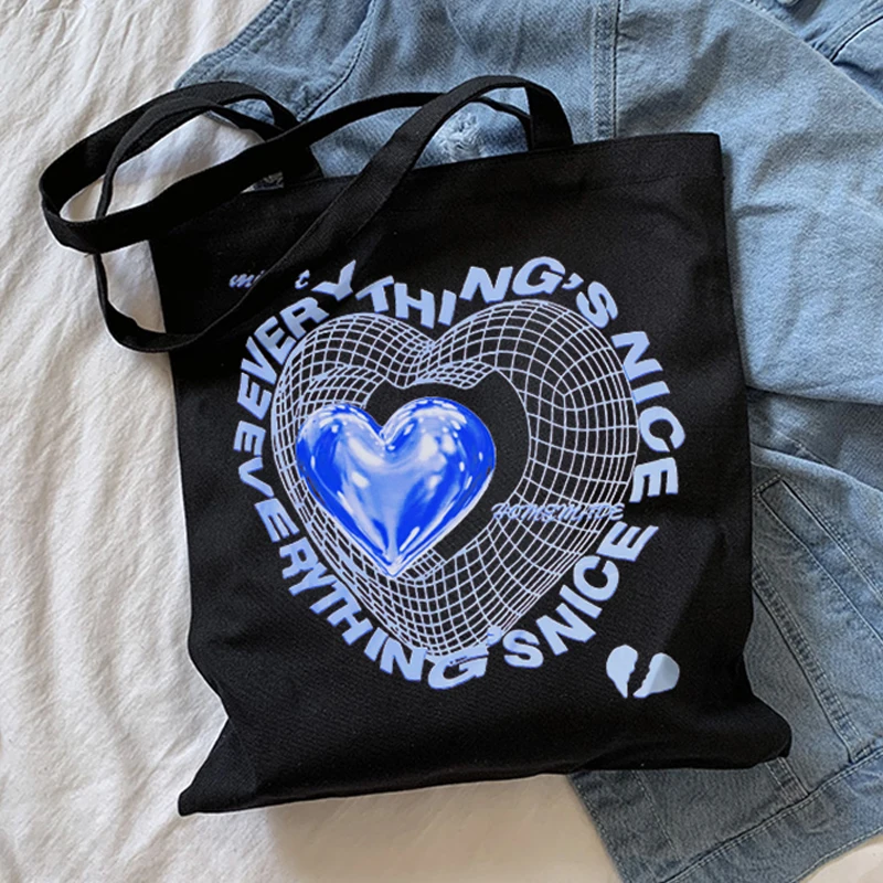 Y2k женская сумка-шоппер с принтом в виде сердца