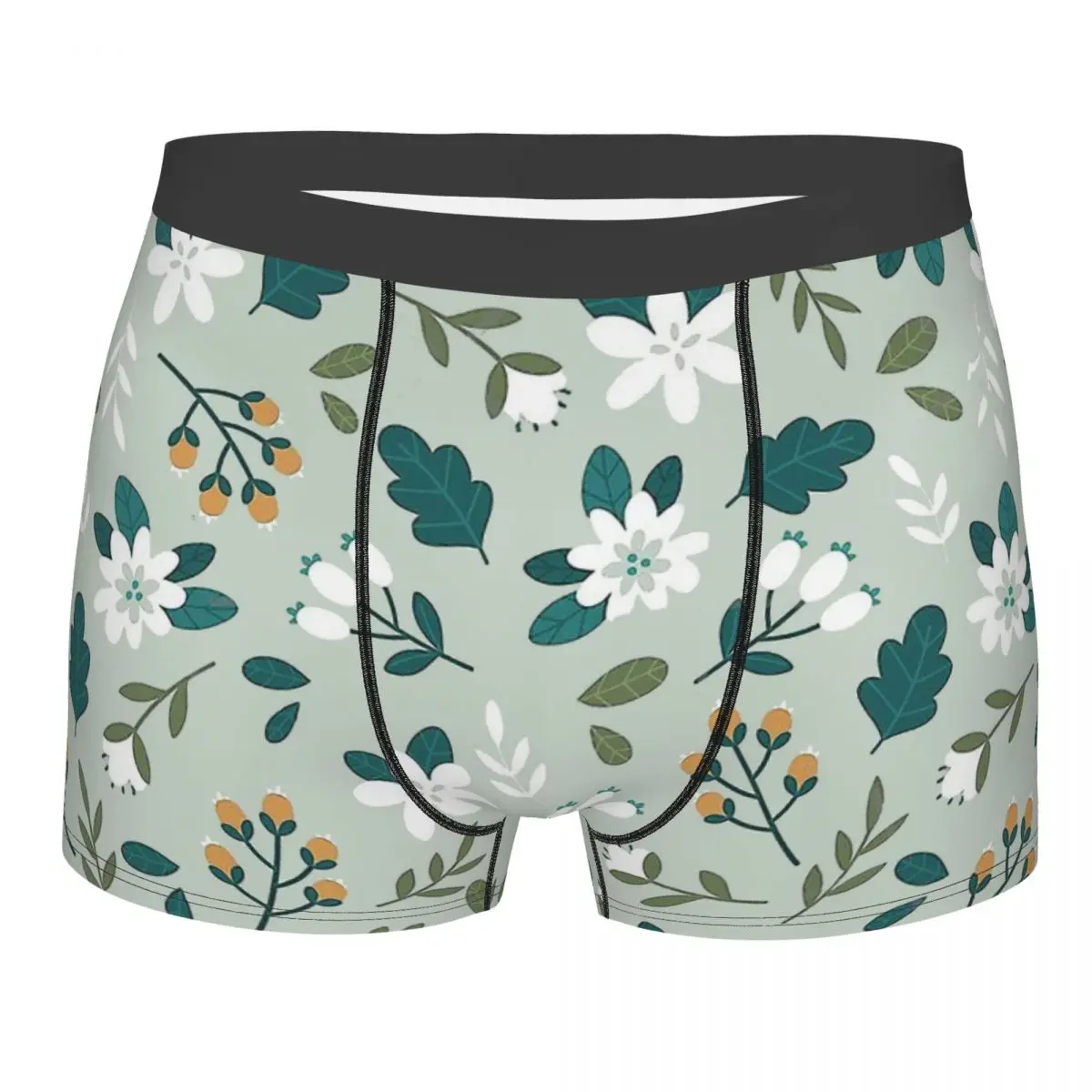 

Green Leaf Nature Wild Floral Flowers Tropical Leaves Beach Underpants Breathable Panties Shorts Boxer Briefs Male Underwear