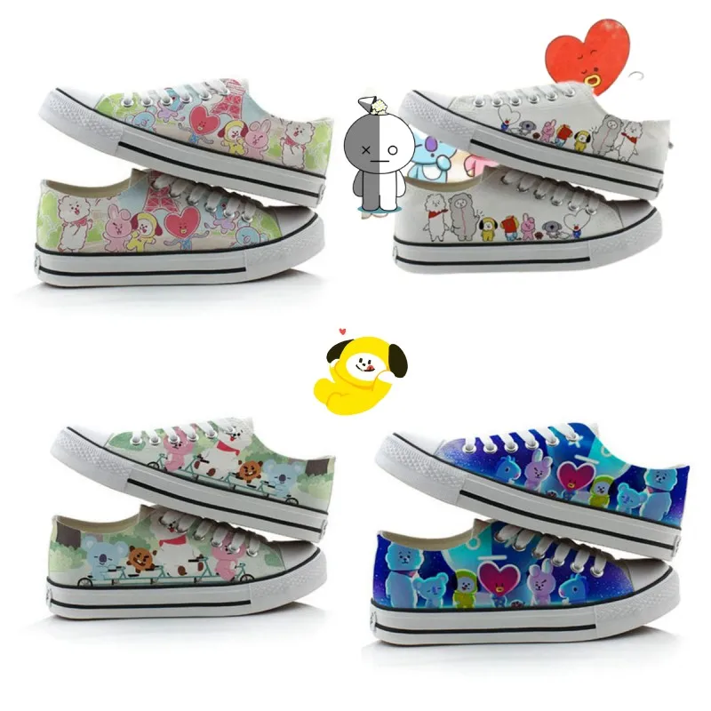 

Kpop Bt21 мультфильм холщовая обувь аниме ТАТА Rj чимми куки Shooky Mang Koay ручная роспись повседневная спортивная обувь Детский подарок игрушки