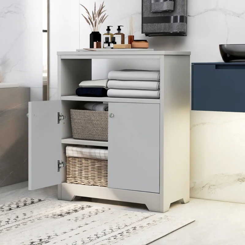 

[Flash Deal]Bathroom Storage Cabinet with Adjustable Shelves Freestanding Floor Cabinet for Home Kitchen Easy To Assemble STURDY