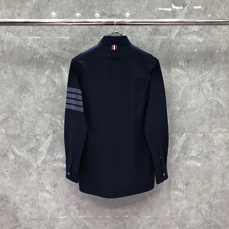 Shirts Men Office New Shirts Men Loose Blue Long Sleeve Casual Long Shirt Turn Down Collar Oxford Striped Men's Clothing