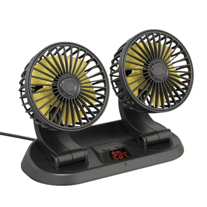 

Dual Head Car Fan 12V 24V 360 Degree Rotating 3 Speed Adjustment Fan 3 Speed Strong Wind Desk Fan For Vehicle Dashboard Truck