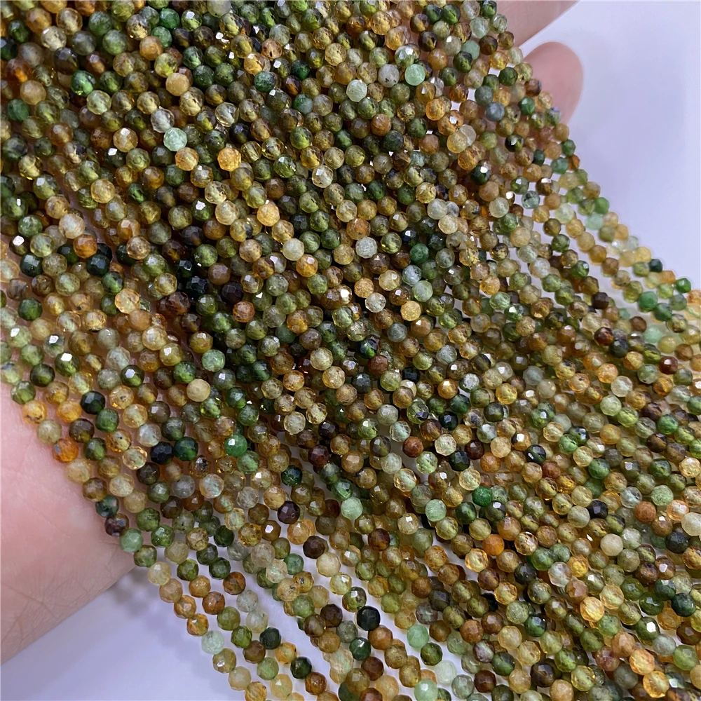 Wholesale Natural AAA Yellow-green tourmalines Beads Faceted 3mm Small Crystal DIY Beads For Jewelry Making Bracelet Necklace