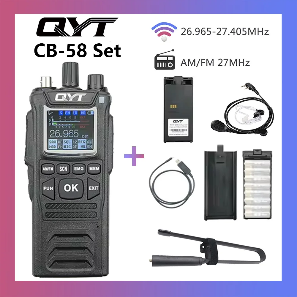 Оригинальное CB-радио QYT CB-58 26 965-27 405 МГц FM-режим AM Citizen Band Radio 27 Ручная рация с 4100 мАч