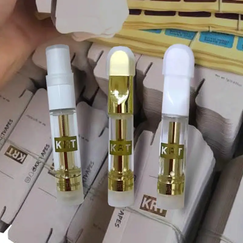 100Pcs Hot KRT Cartridge 0.8ml 1.0ml Atomizers Glass Ceramic Gold Top With the Newest Packaging Box 510 Threading Cartridges