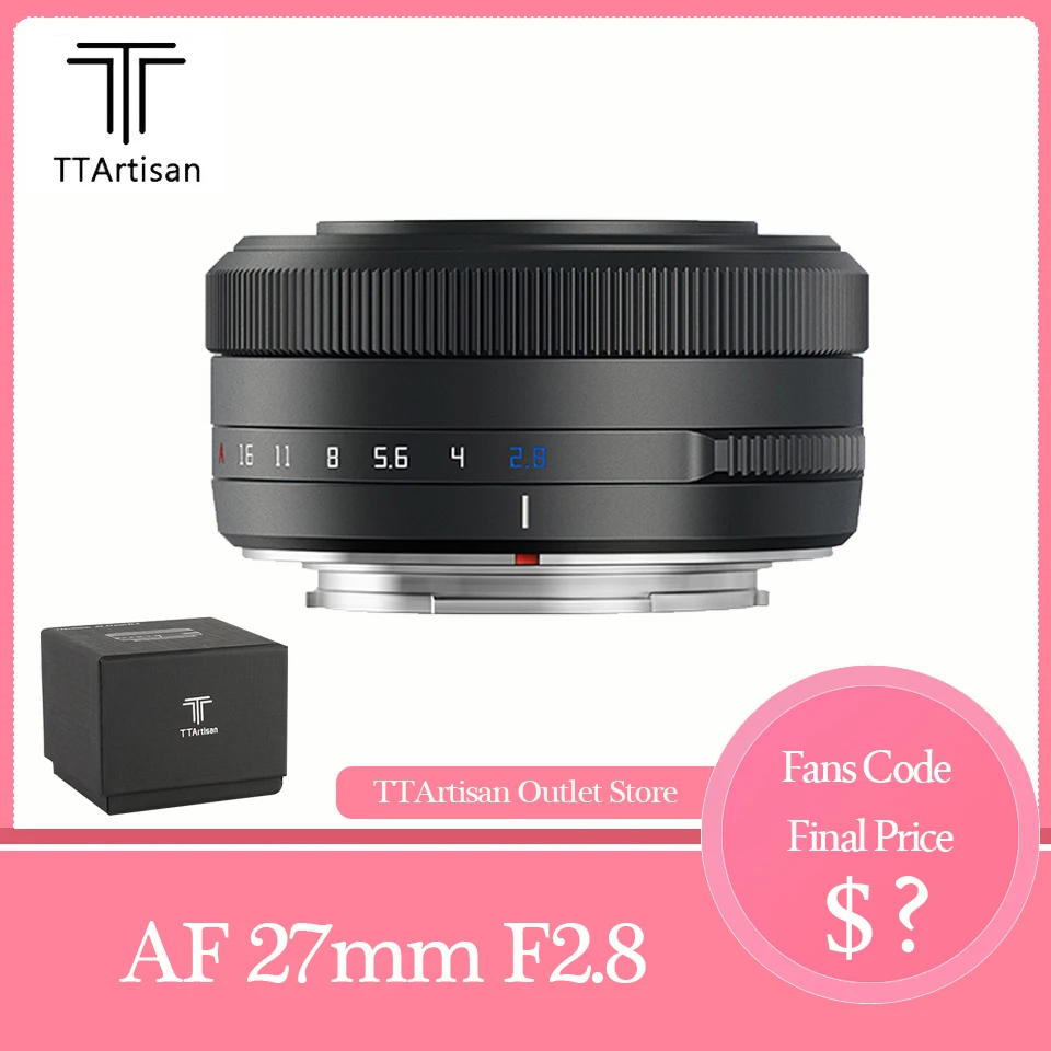 TTArtisan 27 мм F2.8 Φ Автофокус XF Mount беззеркальный объектив камеры для Fuji XA7 XT30 фотосессия