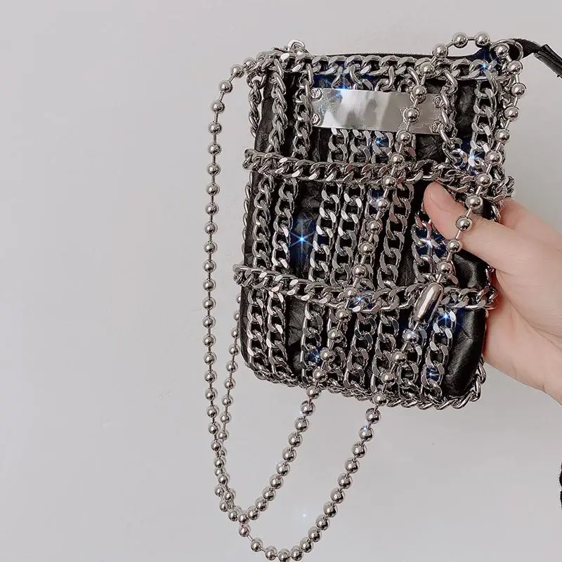 

Chains Woven Designer Bag Women Shoulder Bag Mini Crossbody Bags for Women 2022 Phone Flap Handbags and Purse Evening Sling Bags