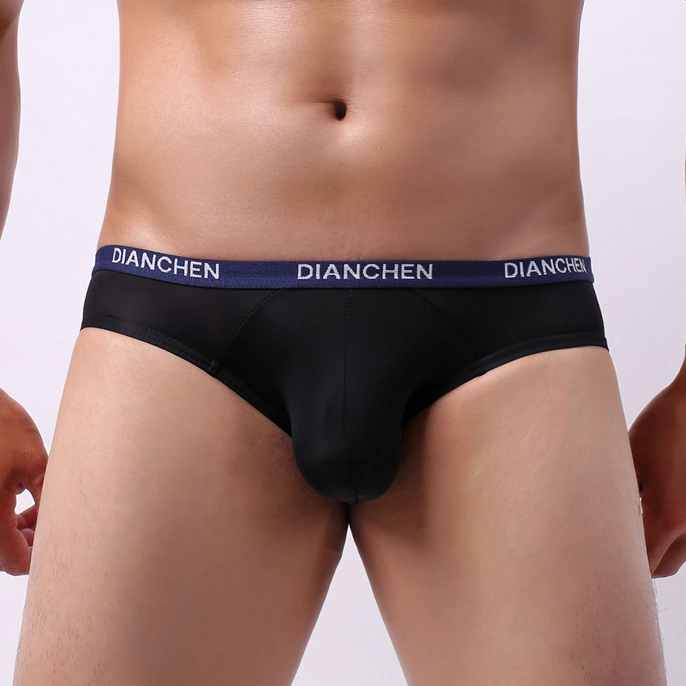 

Popular Men Elastic Ice Silk Pants Seamless Underpant Breathable Briefs Bulge Pouch Underwear U-convex Cuecas Solid Color Shorts