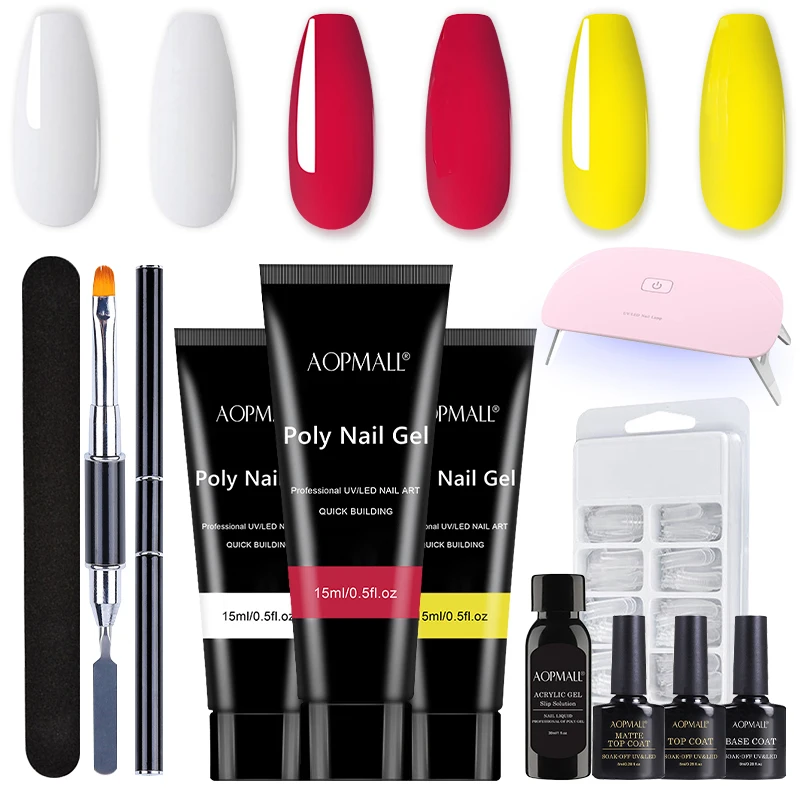 

AOPMALL Polygels Set with 6W UV LED Nail Lamp Full Manicure Set Quick Extension Nail Gel Building Gel Set For Nail Art Tools