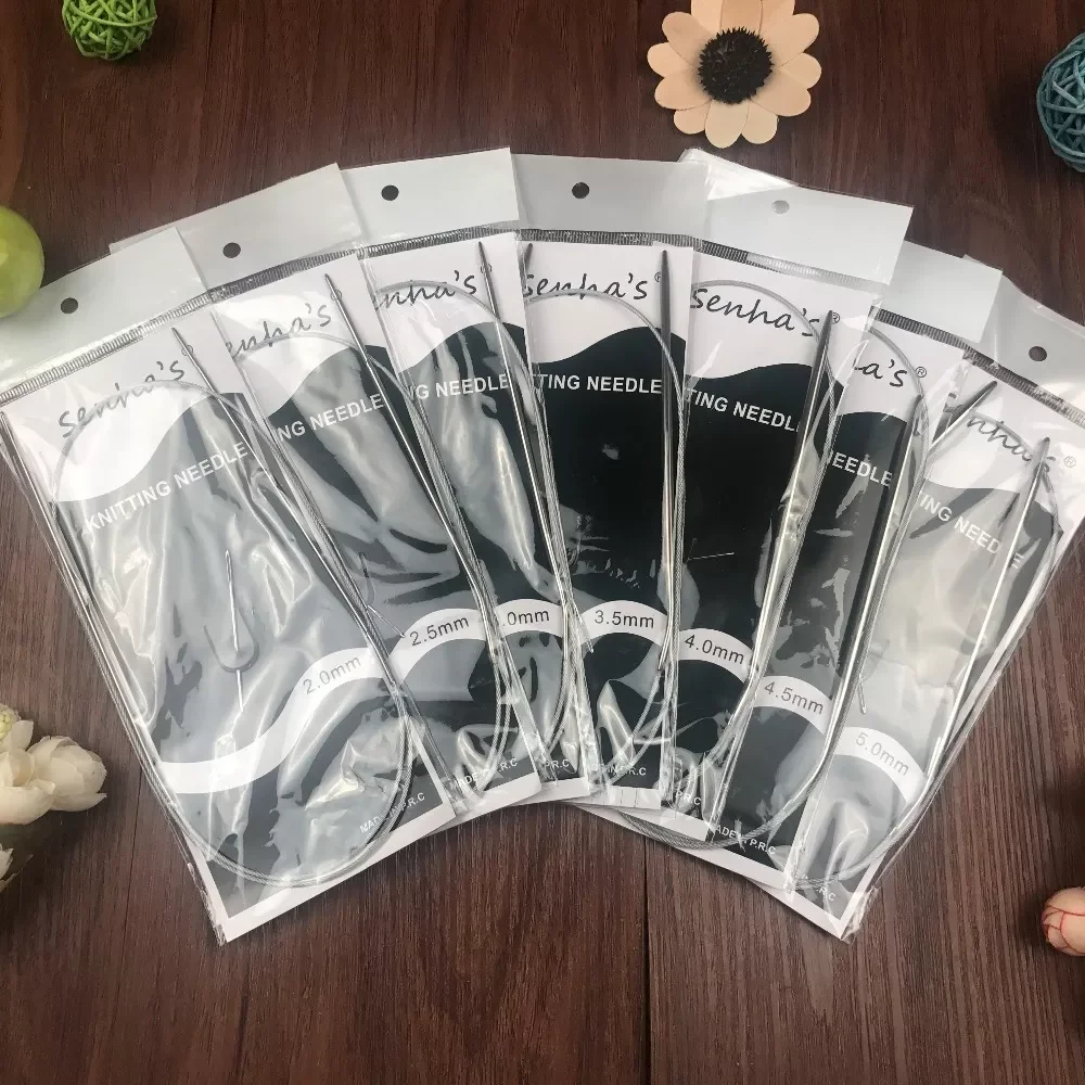 

Shipping Stainless Steel Circular knitting needles set 7PCS/Set 43.65.80.100.120 CM Size 2.0-5.0mm knitting needles Crafts