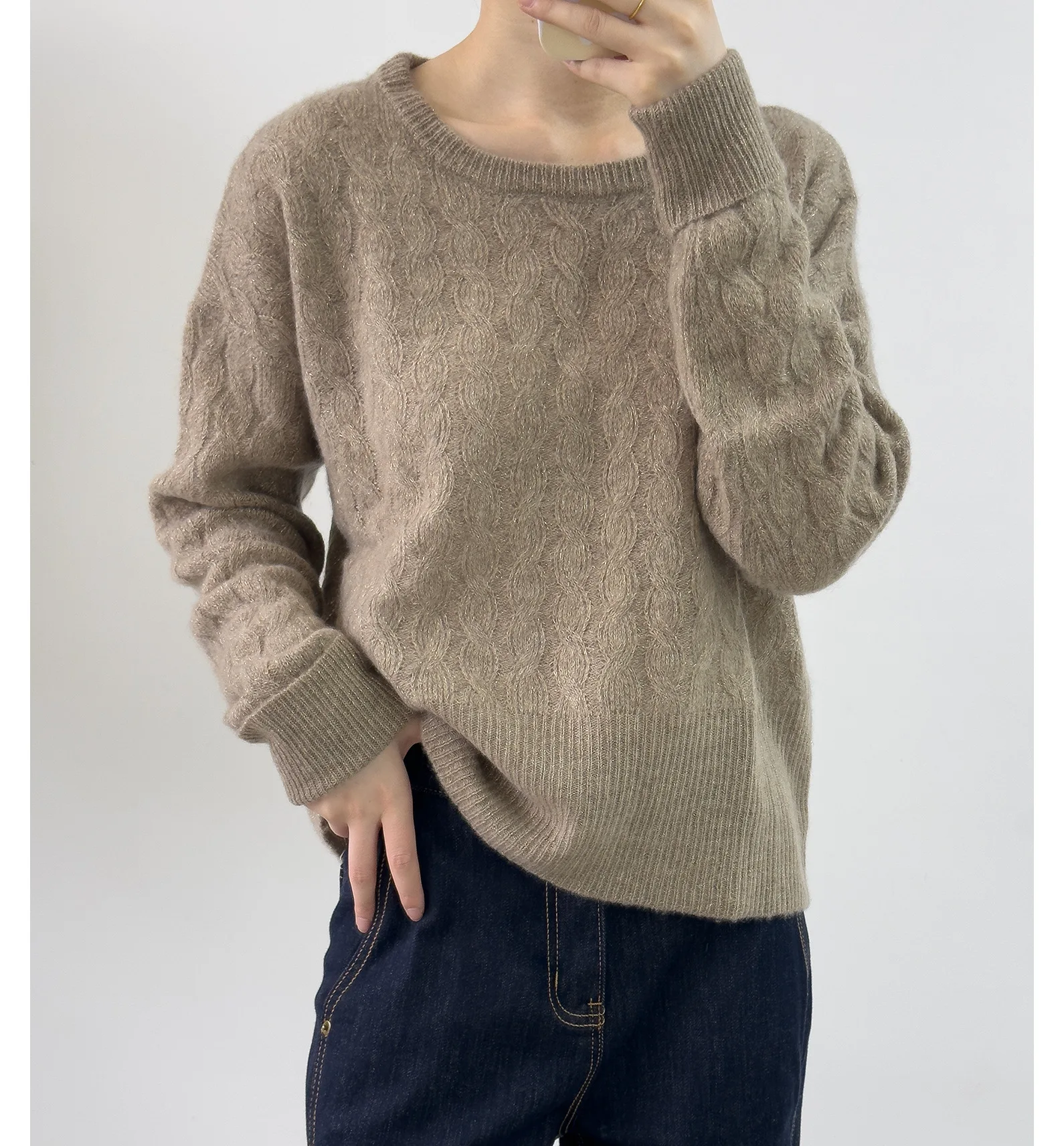 2024 M + новый вязаный свитер из пряжи со звездами и высокой талией свободный