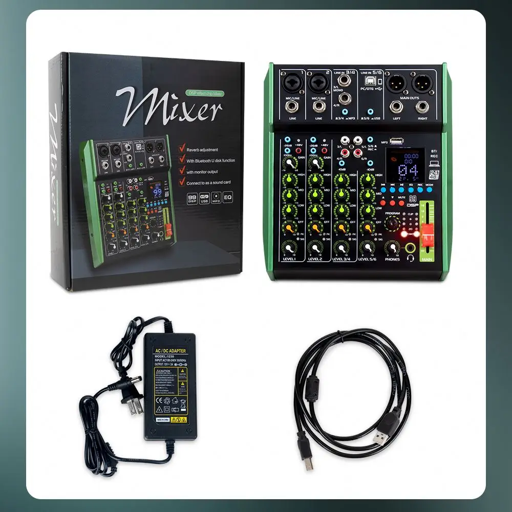 OEM 6-канальный USB портативный аудиомикшер консоль мини-студийная запись семейный