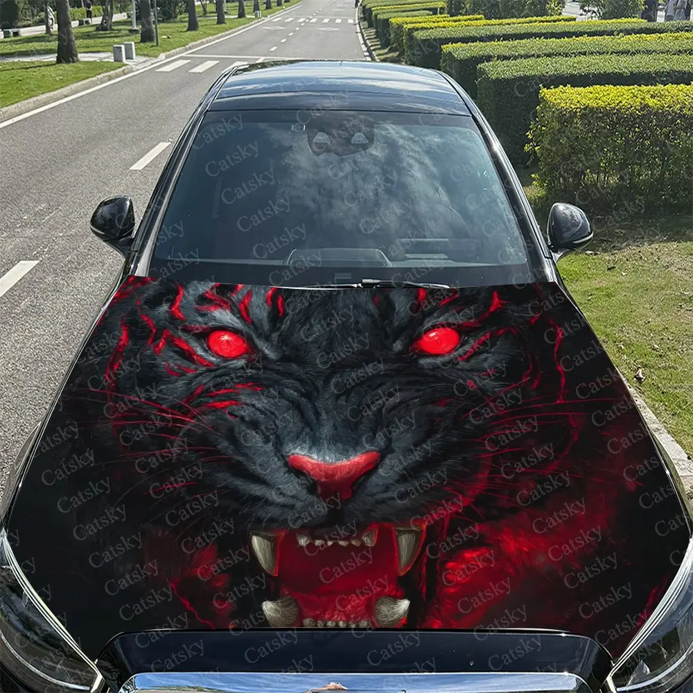 Фото Автомобильная пленка Roaring Red Eyes Black Tiger, наклейка на автомобиль, наклейка на автомобиль, обертка для грузовика, обертка на капот №4