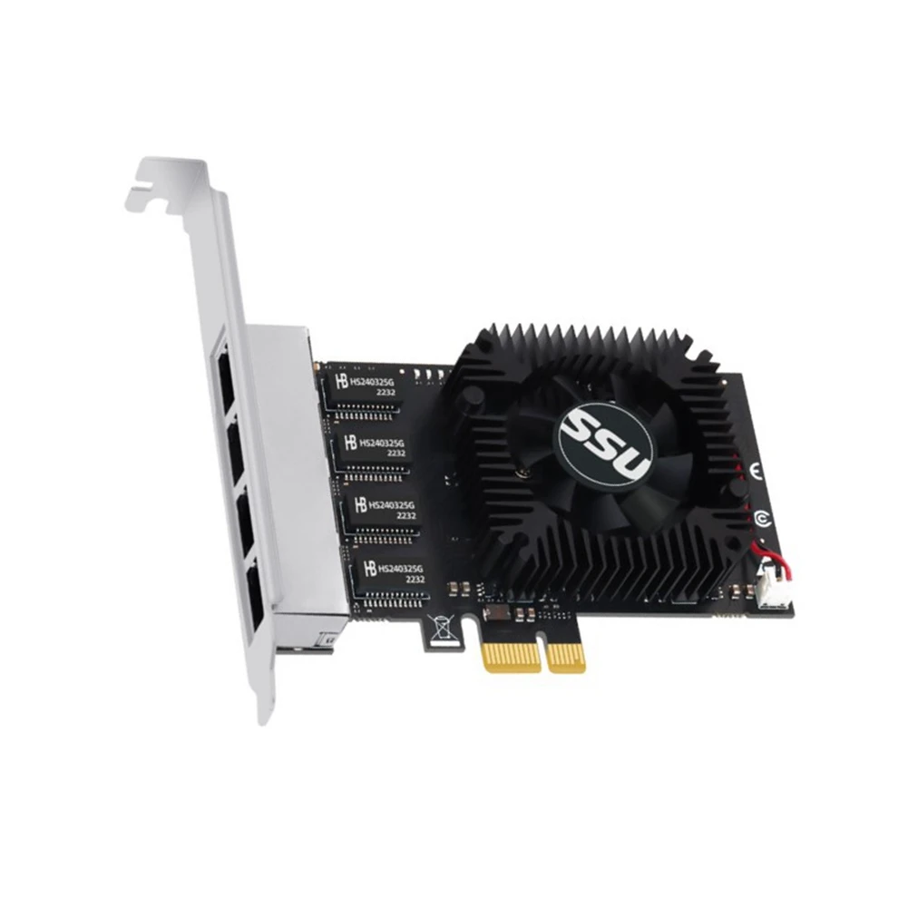 

Сетевая карта SSU, 2,5 ГБ, Ethernet PCIE, 4 порта, 2,5 Гбит/с, PCI Express X4 RTL8125B, чип RJ45, 2500 Мбит/с, LAN-карта с охлаждающим вентилятором