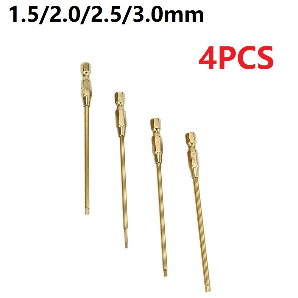 

4PCS Titanium Hex Wrenche Screwdriver Bits 1.5/2/2.5/3mm 1/4inch Driver Electric Drill Bits Anti Slip Magnetic Batch Head