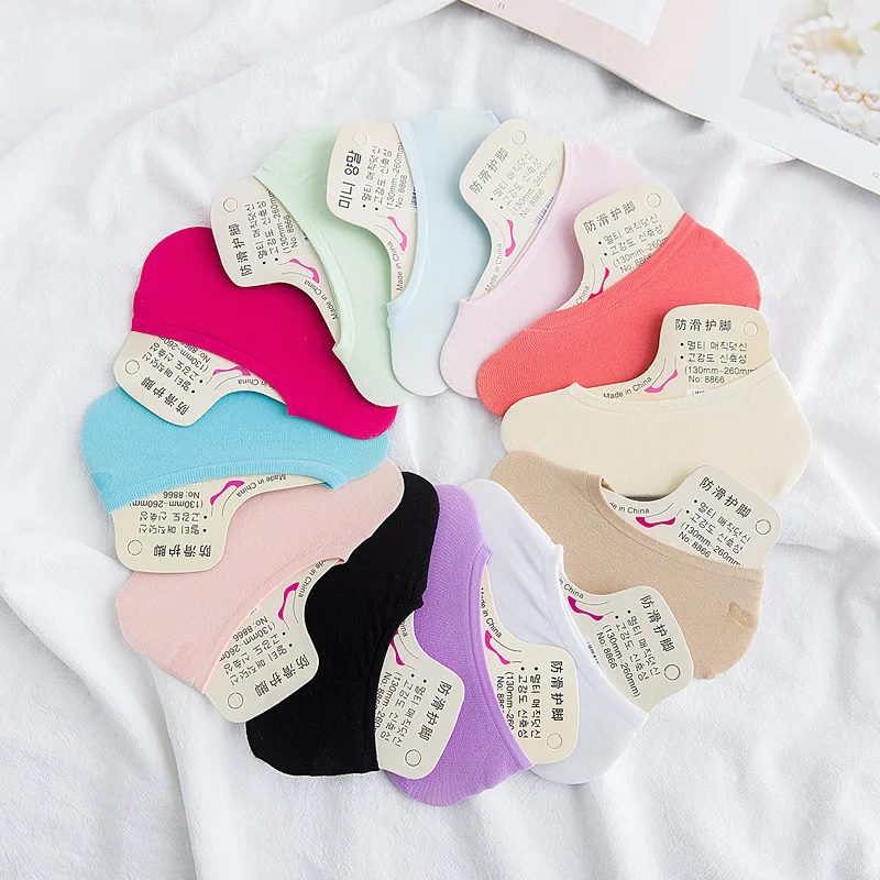 

Spring Summer Women Socks Ankle Invisible Short Silicone Sock Fashion Casual Ladies Basic Cotton Low Boat Slippers Calcetines