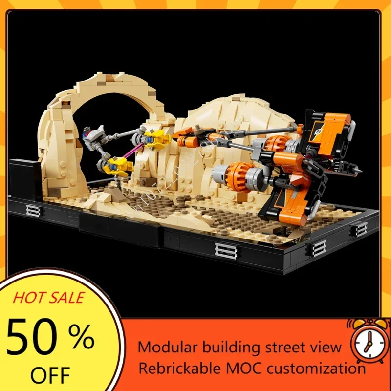 Фото Конструктор 731 деталь: Модель космического корабля Mos Espa Podrace Space War Military MOC, развивающая архитектурная головоломка, подарок №1