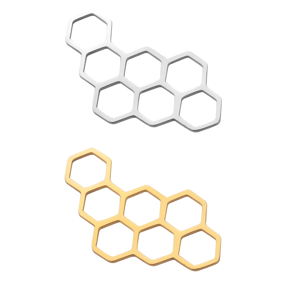 5pcs/Lot Wholesale Honeycomb Pendants Accessories 34.8x20.2mm Stainless Steel Charms For Jewelry Making Diy Necklace Gifts