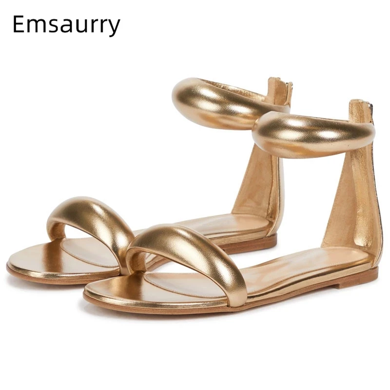 Женские босоножки из натуральной кожи сандалии с ремешком на застежке-молнии