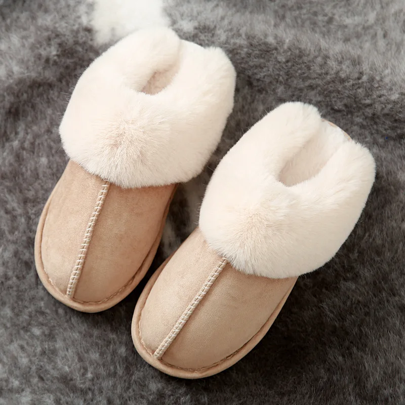 

Plush Warm Home Flat Slippers Lightweight Soft Comfortable Winter Slippers Women's Cotton Shoes Indoor Plush Slippers