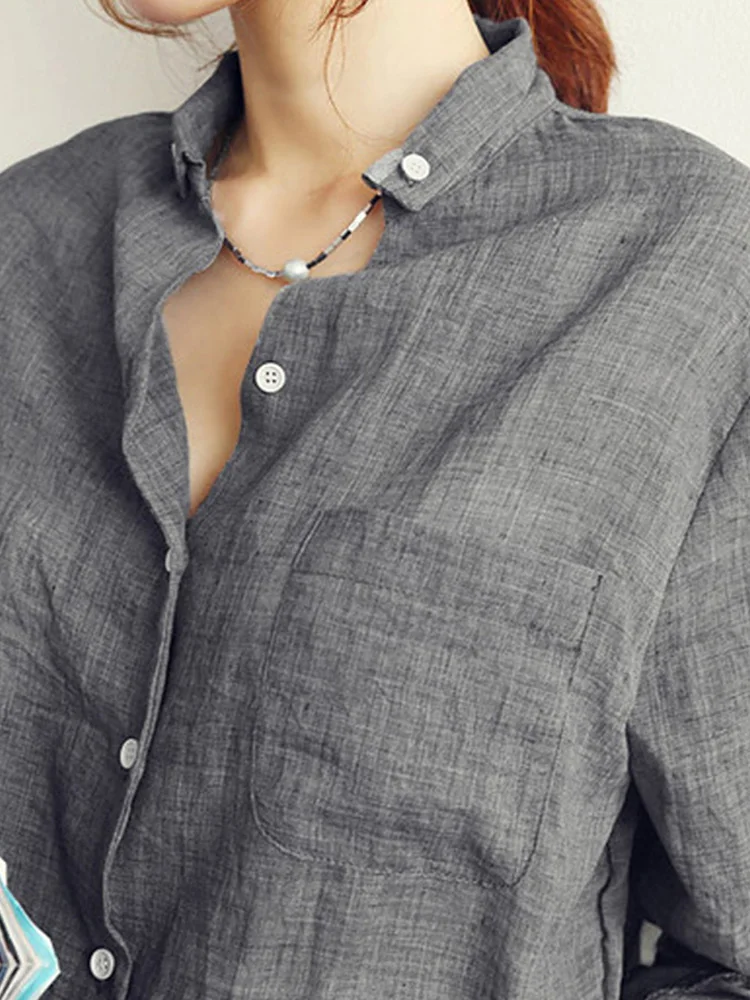 Женские топы Femme модная осенняя льняная белая рубашка 2024 женская блузка с длинным