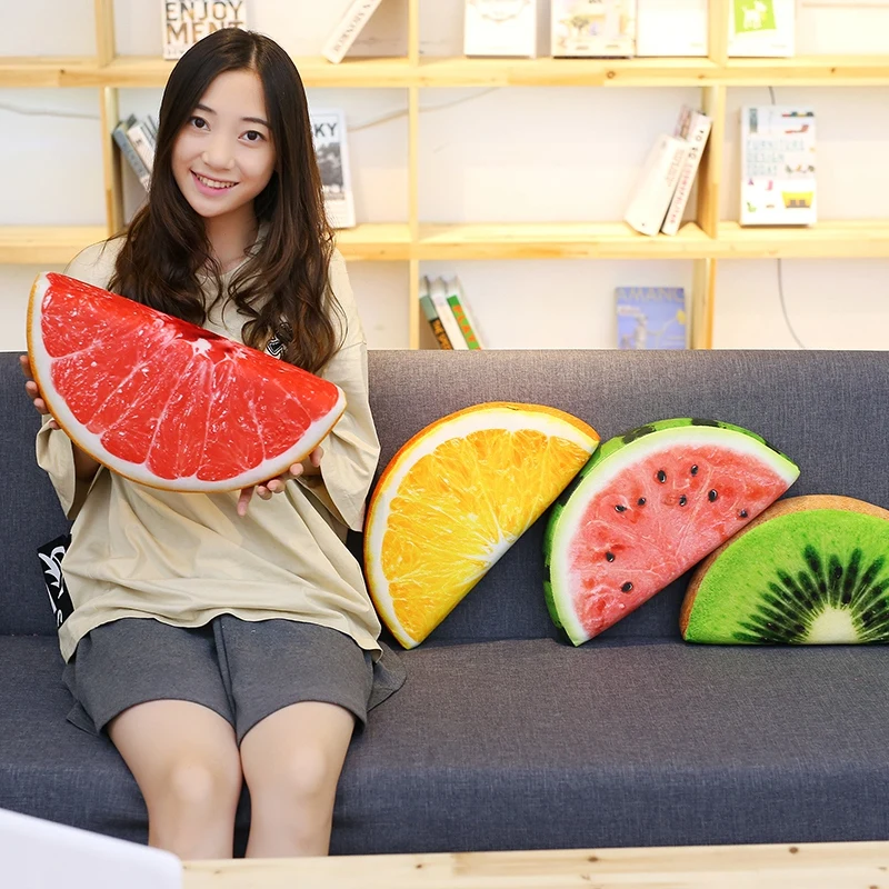 Реалистичная плюшевая подушка с изображением фруктов на половину четверти