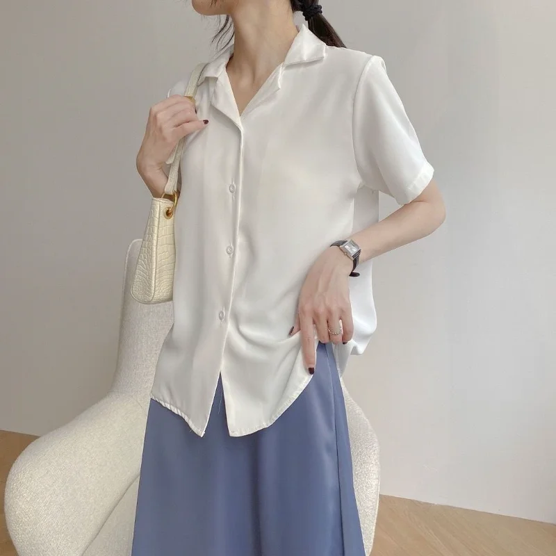 Женские офисные Белые Рубашки, Топы, летняя блузка в японском и корейском стиле, рубашка для женщин, модная повседневная женская одежда с коротким рукавом