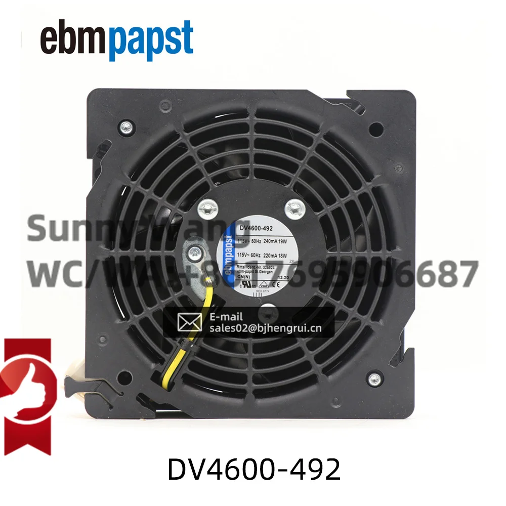 Фото ebmpapst DV4600-492 120x120x38 мм 12038 12 см 115 В переменного тока 19 Вт 0,24 А 120 мм осевой охлаждающий вентилятор шкафа с шарикоподшипником №1