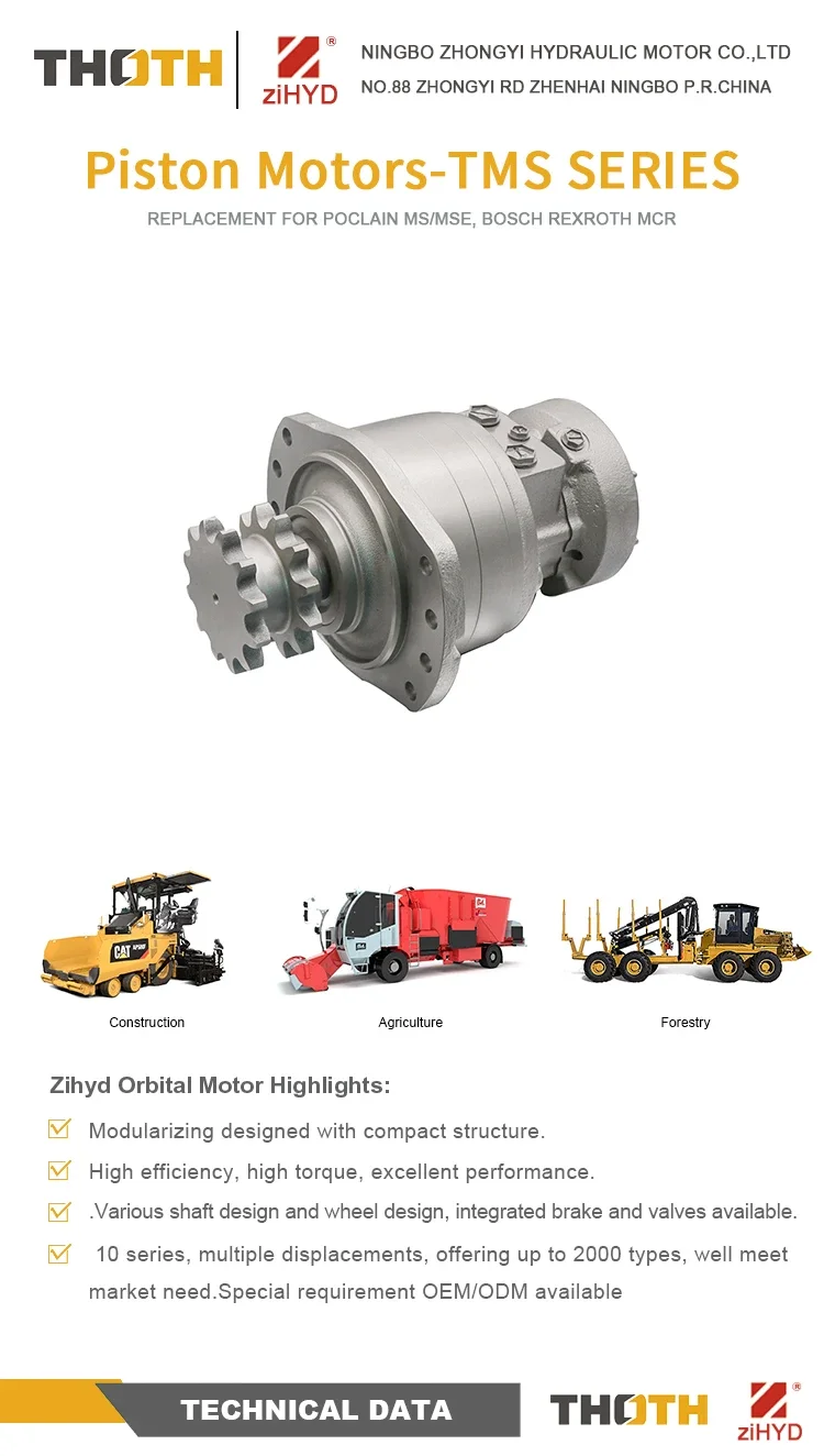 ZIHYD Гидравлическое приводное радиальное поршневое колесо/вал poclain двигатель MS03