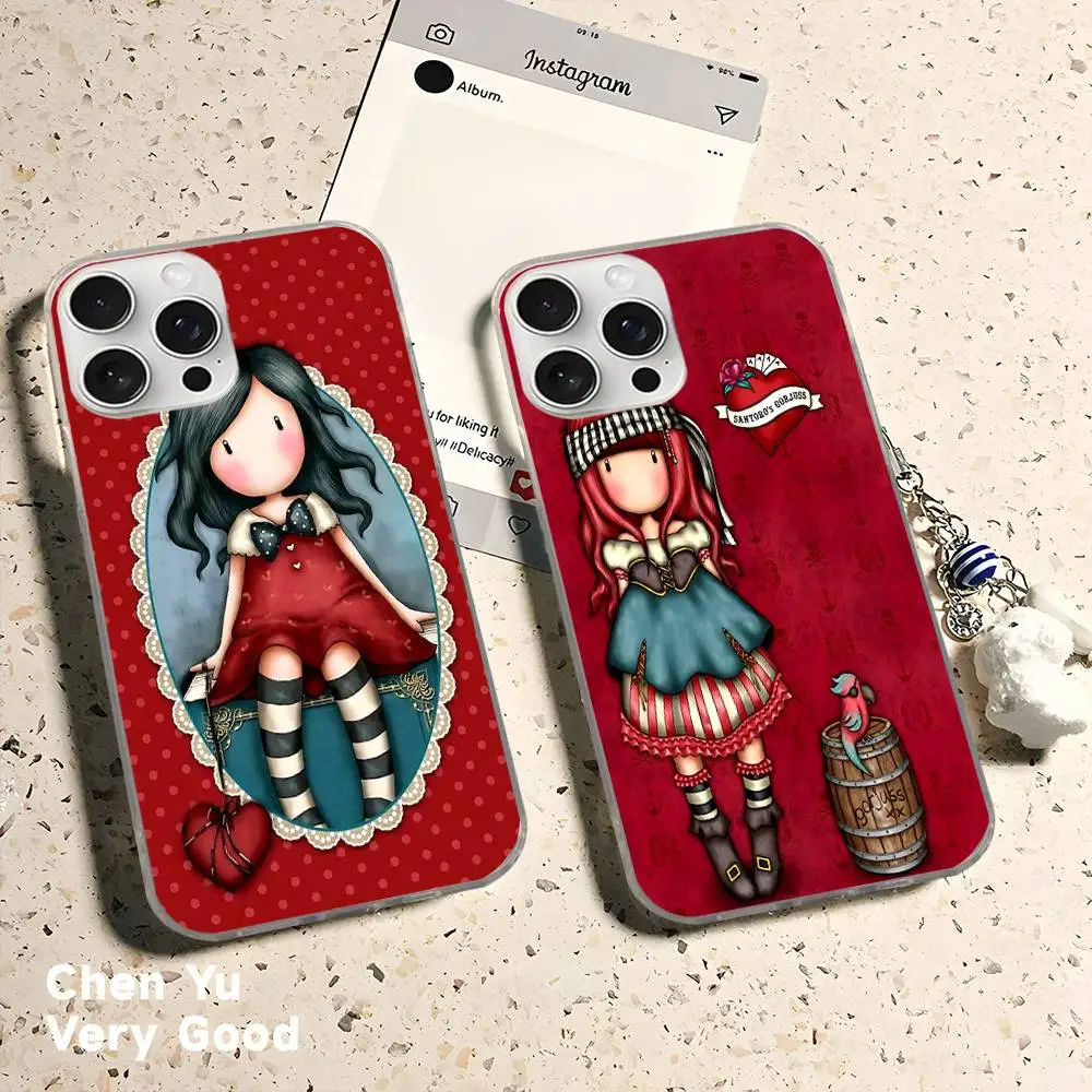Фото S-Santoro G-Gorjuss Cute для iPhone 14 Pro Max 13 17 11 16 12 15 Air Plus, атласный разноцветный чехол для телефона №2