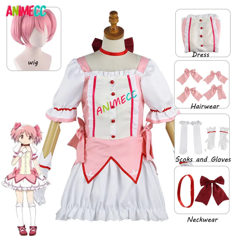 

Anime Puella Magi Madoka Magica Madoka Kaname Cosplay Akemi Homuracosplay Costume Halloween Party Dress Clothing Headwear Wig