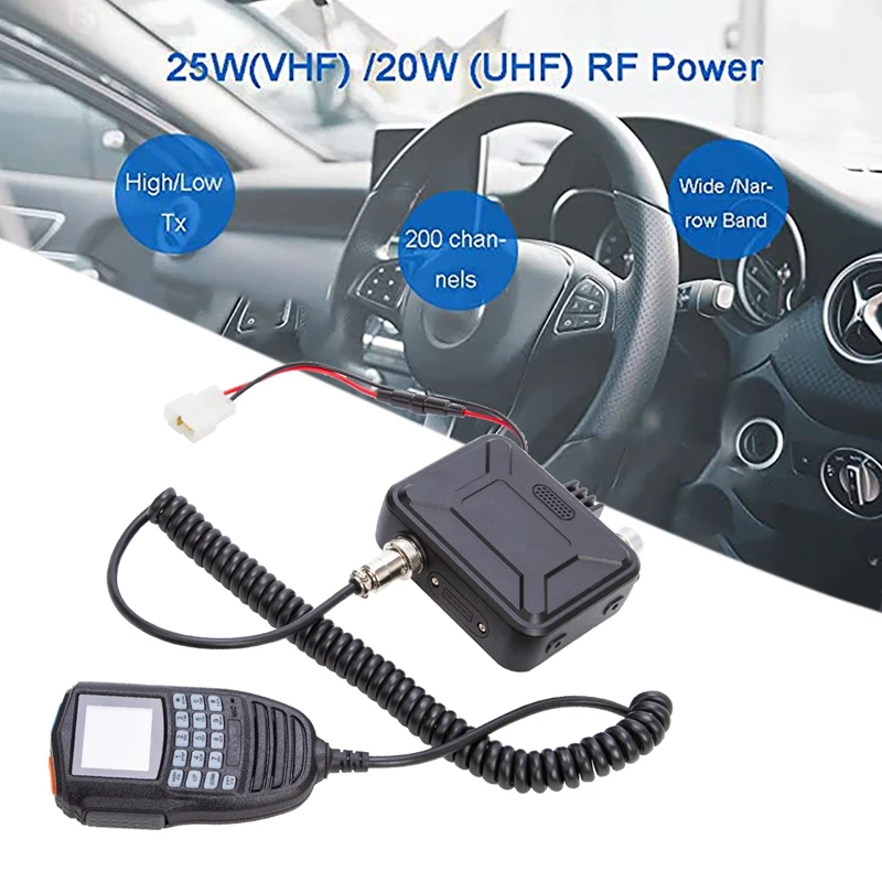 kt wp12 mini car walkie talkie 25w vhf20w uhf dual band vox handheld microphone display and control scrambler free global shipping