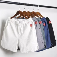 mens casual drawstring solid short pants comfortable cotton linen board shorts male clothing gym running shorts