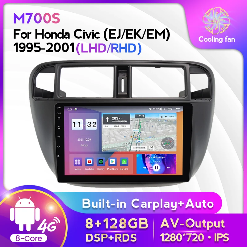 Автомобильный радиоплеер Android 11 GPS для Honda Civic (EJ/EK/EM) 1995-2001 мультимедийный плеер с
