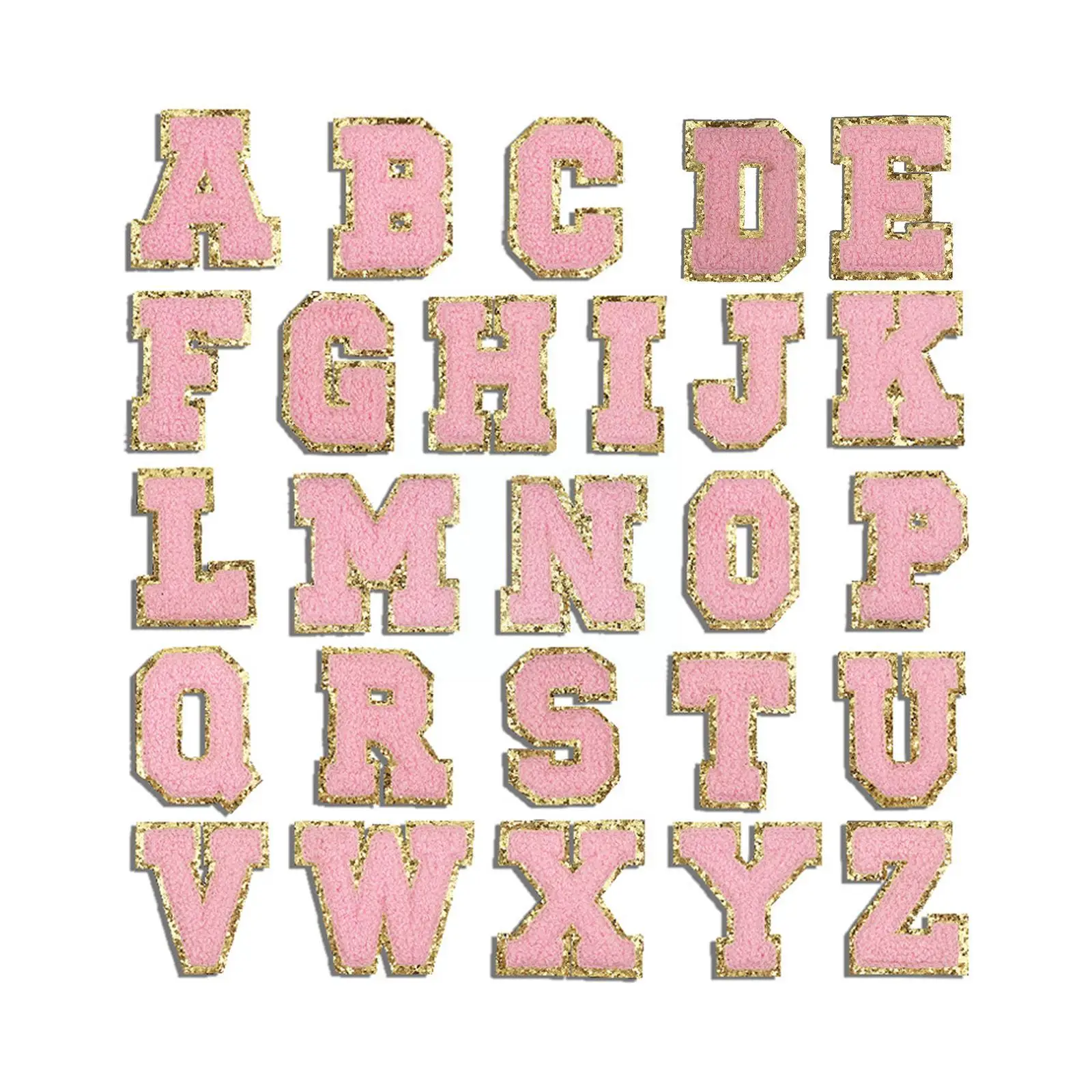 

A-Z Felting Sticker Chenille Letter Patch Iron On/Sew Gold DIY Glitter Border Accessories Embroidered Appliques Patch Craft G0O9