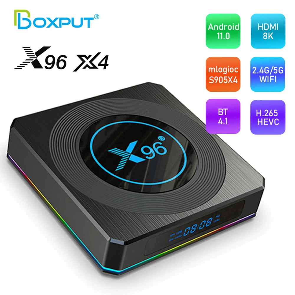 X96 X4 مربع التلفزيون الذكية S905X4 8K تي في بوكس أندرويد الروبوت 11 4G 64G 2.4GHz/5GHz المزدوج WiFi BT4.1 مشغل وسائط صندوق التليفزيون مجموعة أعلى مربع X96X4