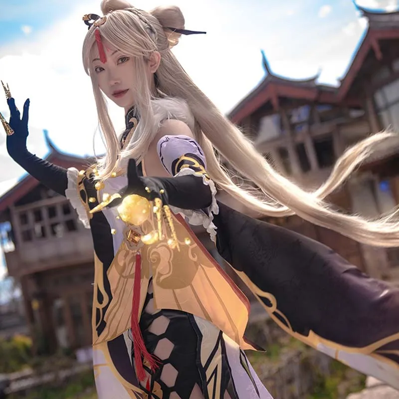 

Аниме игра Genshin Impact Ningguang сексуальные платья для косплея Униформа на Хэллоуин Карнавал женская одежда для ролевых игр полный комплект