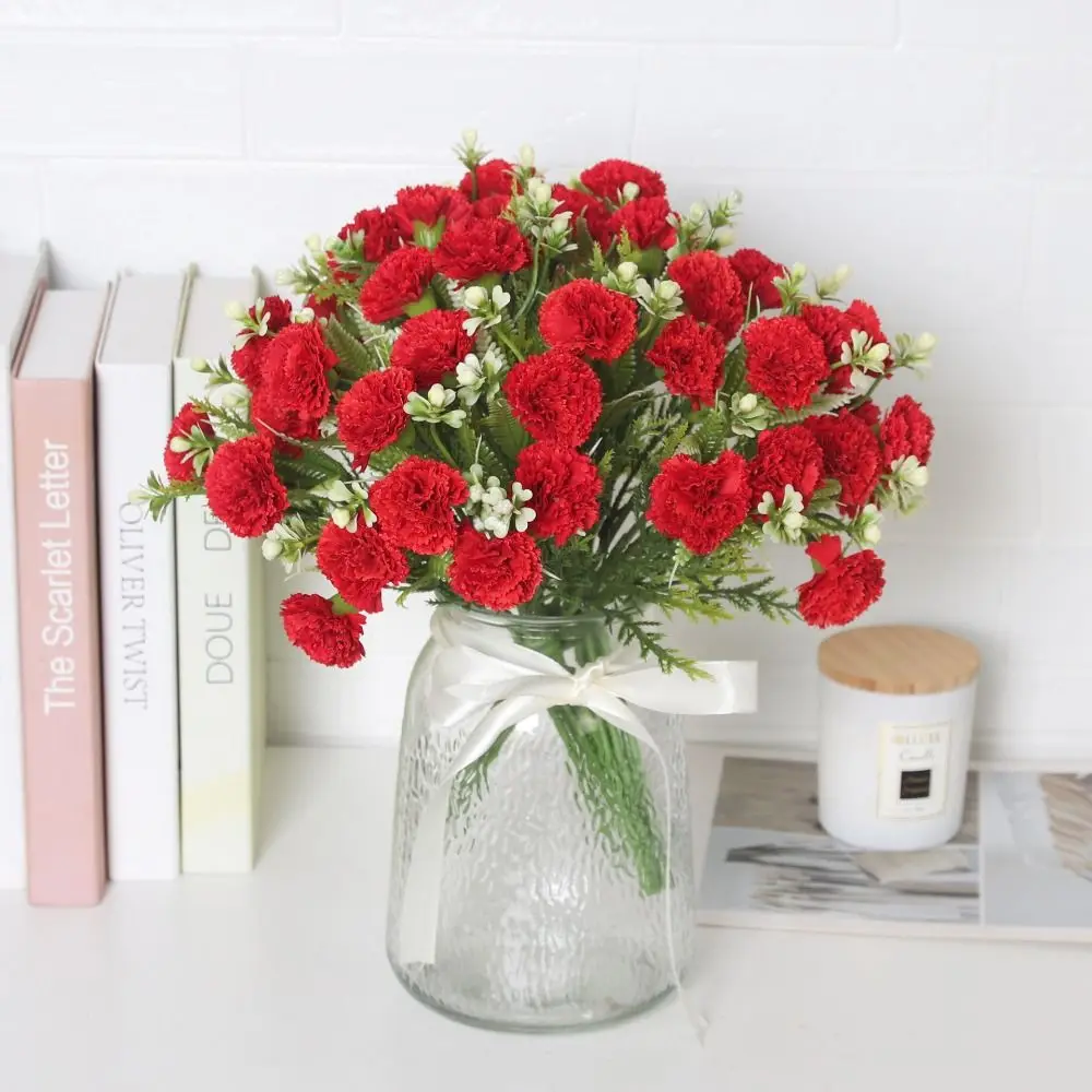 

1 Bouquet Creative Simulation Flower Lifelike Artifical Carnation Water Resistant Handle Imitation Flower