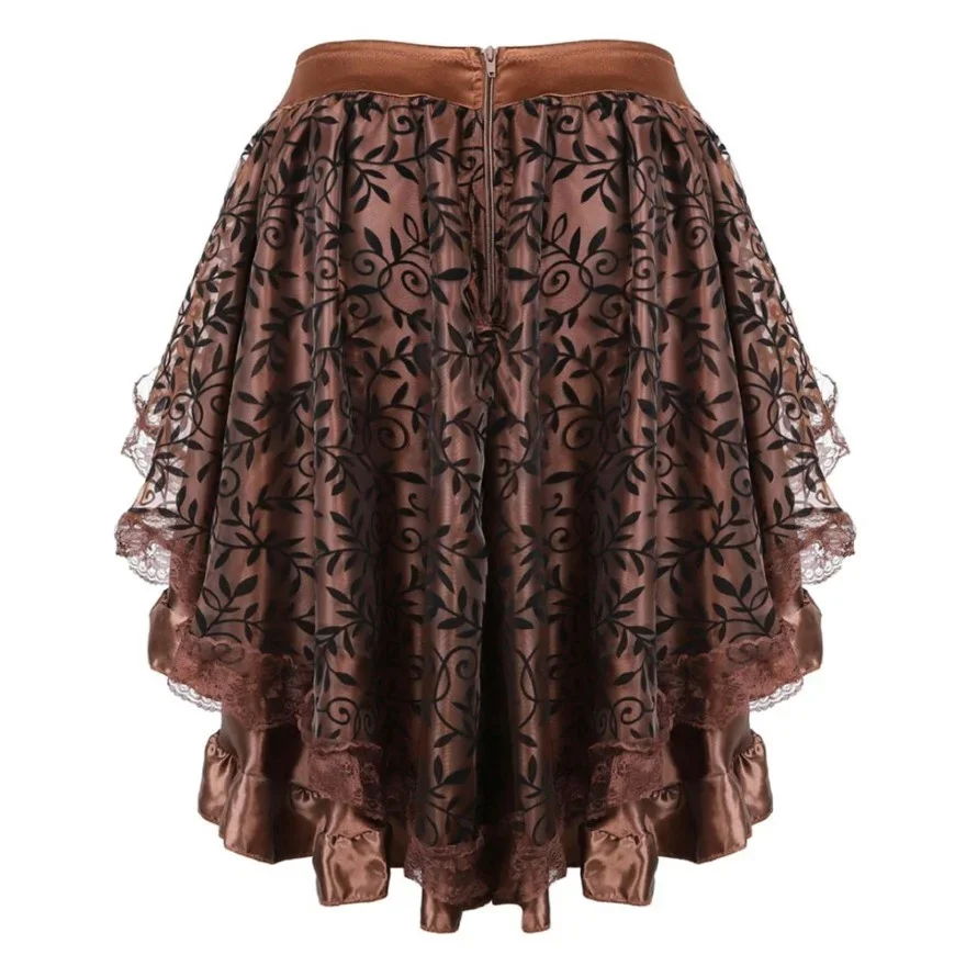 Асимметричная юбка кружевная с цветочным узором в стиле стимпанк для Хэллоуина